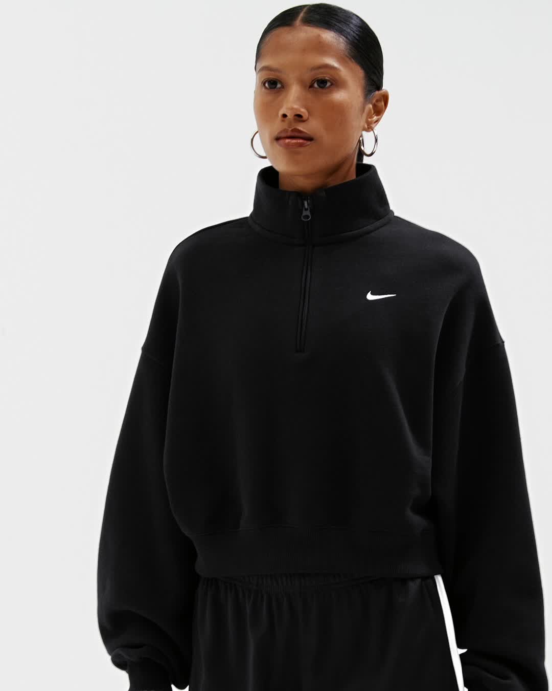 Nike Studio Fleece Medium Weight Women's Oversized 1/4-Zip Cropped